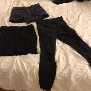 jeans shorts and skirt
